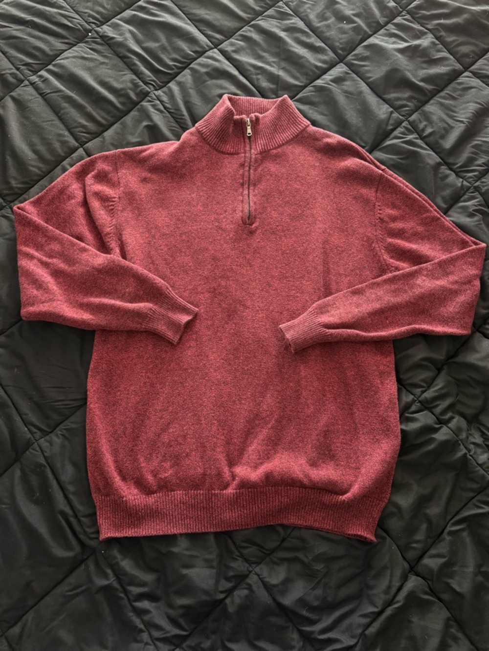 {MOCOTONO} Men's Quarter-Zip Burgundy Crimson Pullover Sweater
